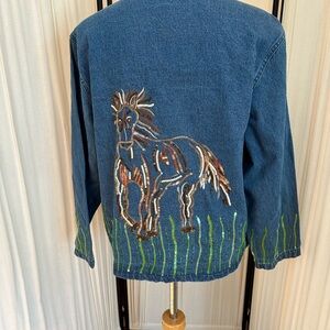 Tantrums Blue Blazer with Embroidered Back